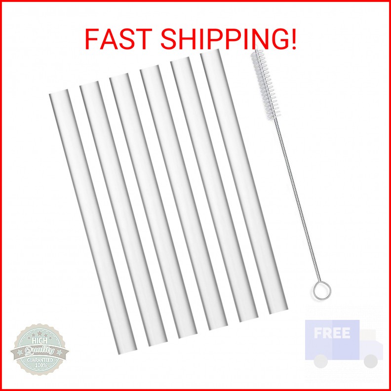 ALINK Extra Wide Reusable Clear Silicone Boba/Bubble Tea Straws, 14mm X 10″ Larg