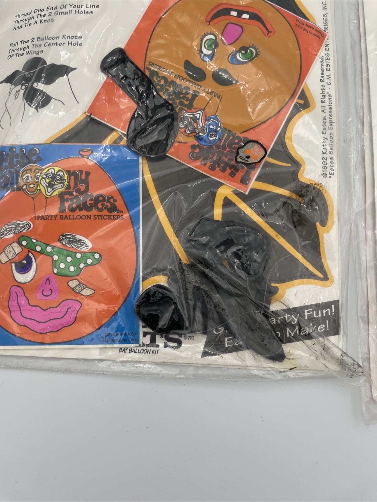 2 VTG Halloween Balloony Spiders And Bats Balloon Kit 1992 Kathy Estes A9