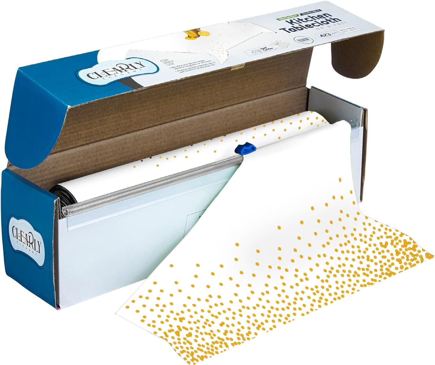 ClearlyElegant: Polka Dot Heavy Duty Plastic, Party Tablecloth Roll W/ Cutter.