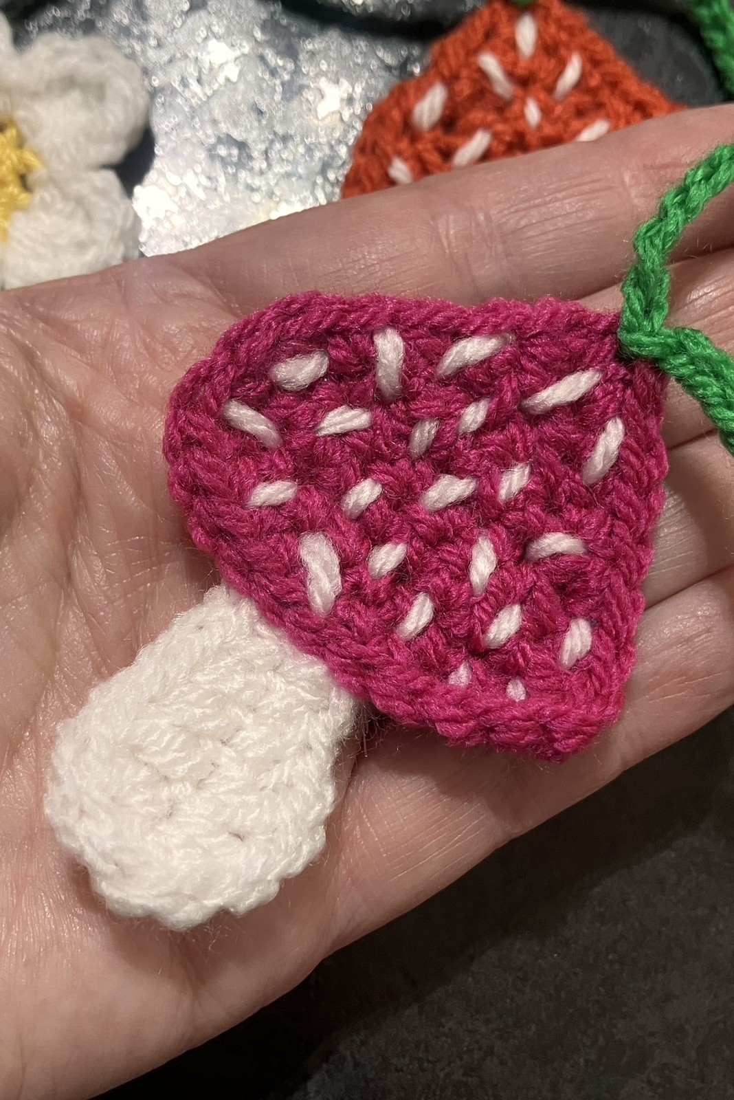 🍄 🌼 NEW! hand crochet bunting Daisy toadstool Mushrooms SUMMER gift camper
