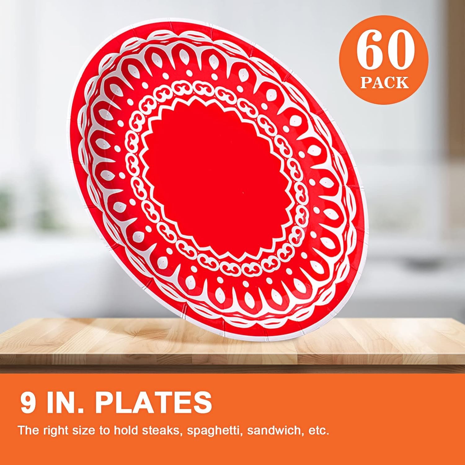 Rainbow Paper Plates for Party Supplies, 60 Count Multicolor Disposable Dinner