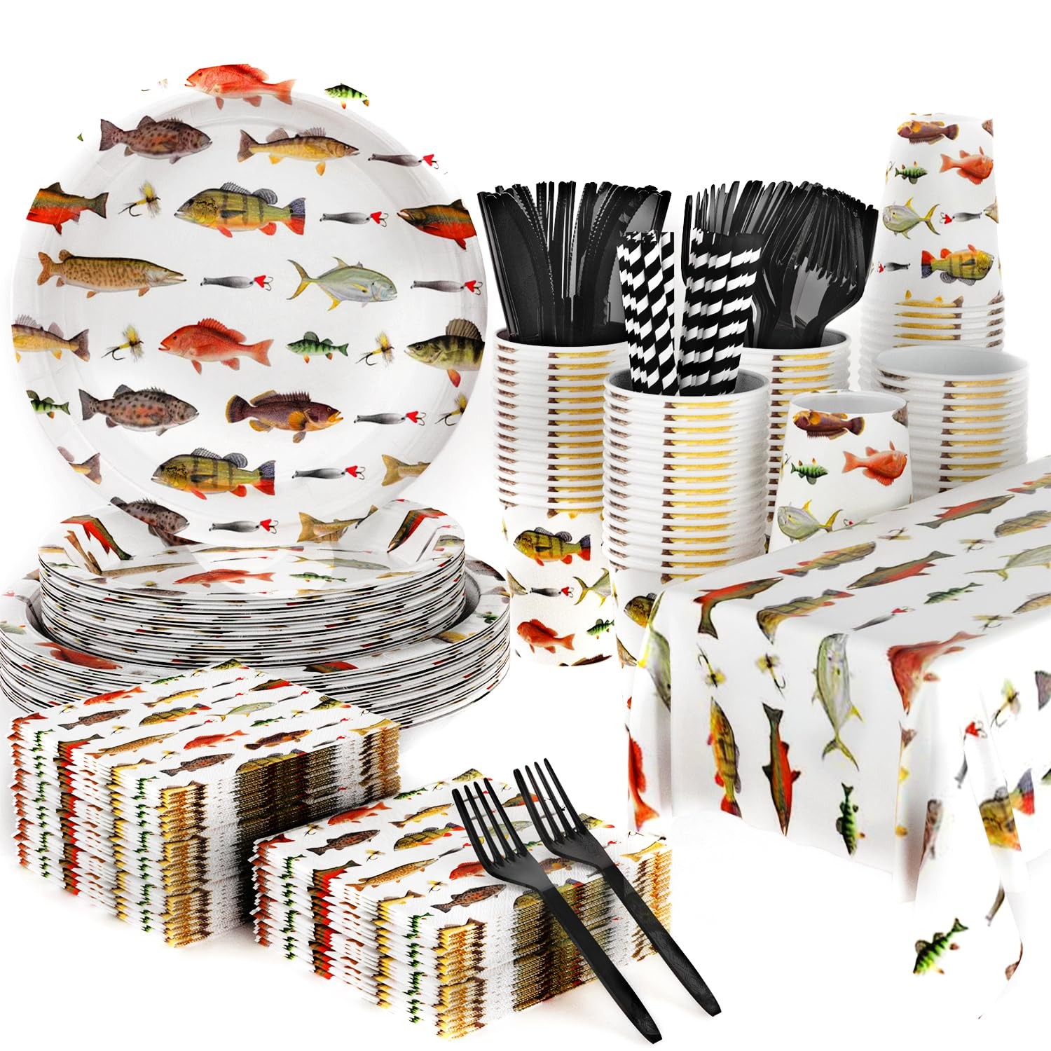 141 Pcs Gone Fishing Ofishally One Birthday Decorations Tableware 20 Guests