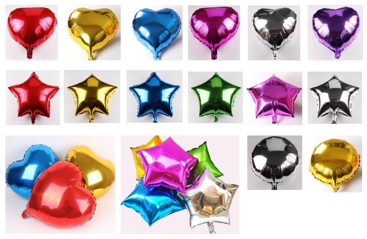 1-10 5″ 10″ 18″ 24″ Star Solid Foil Balloon Helium Ball Baby Shower Graduation