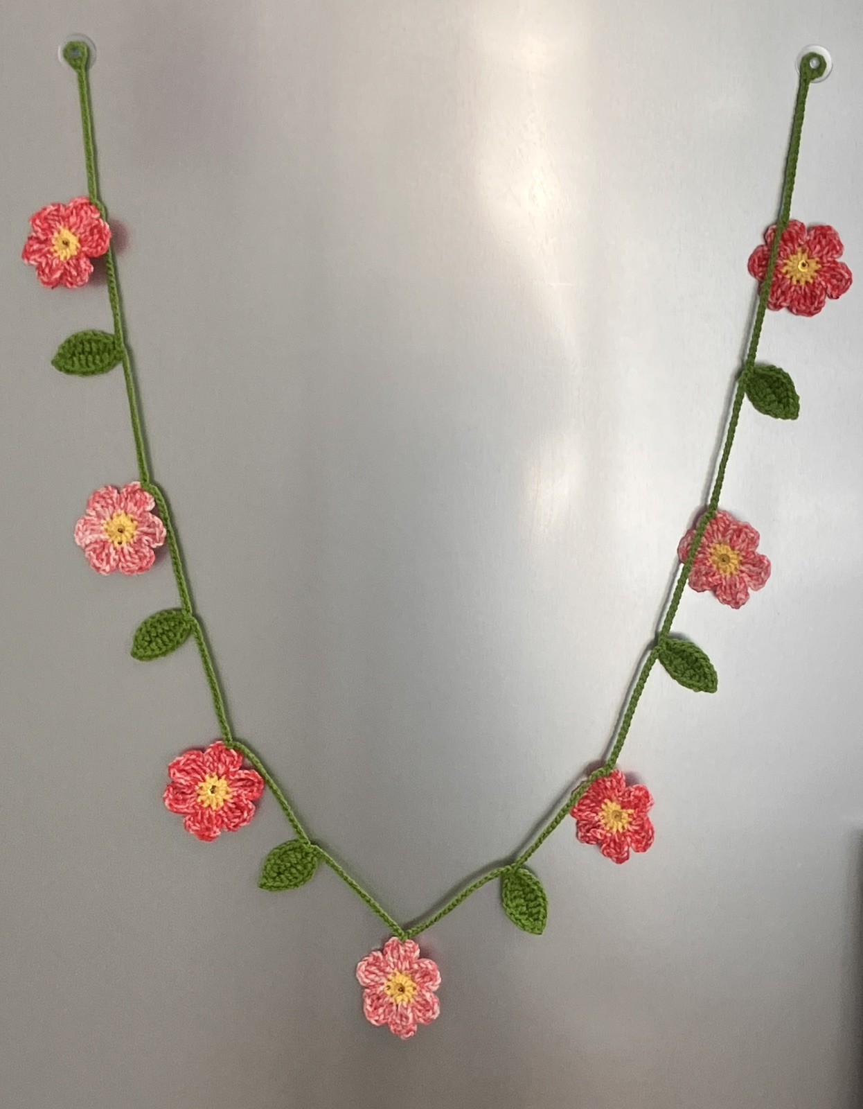 🌸🍃NEW PRETTY hand Crochet Flower Bunting Leaf Window 50” camper SUMMER Gift