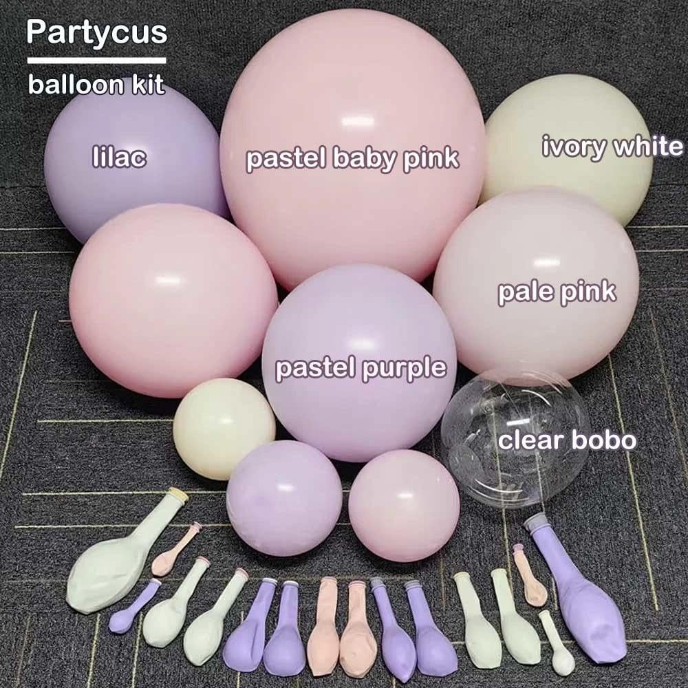 Pastel Pink Purple Balloon Arch Double , Light Pink Lavender Lilac Ivory Ball…