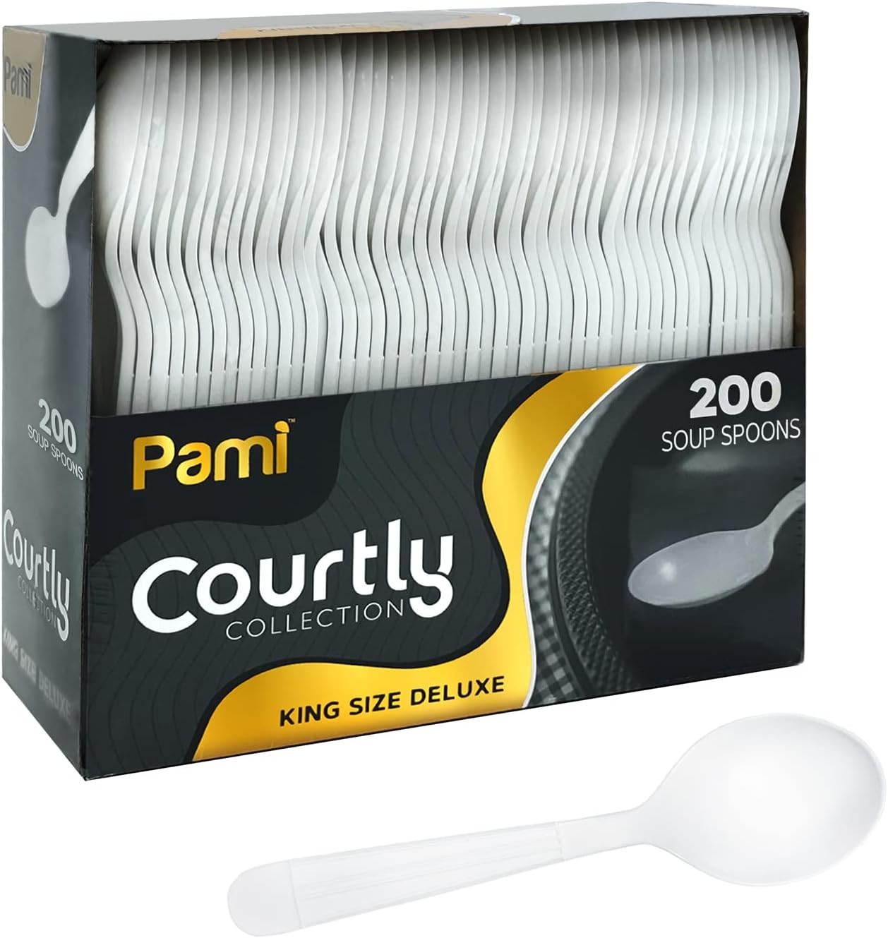 200 Pack Heavy Duty Disposable Plastic Soup Spoons King Size Deluxe White Home