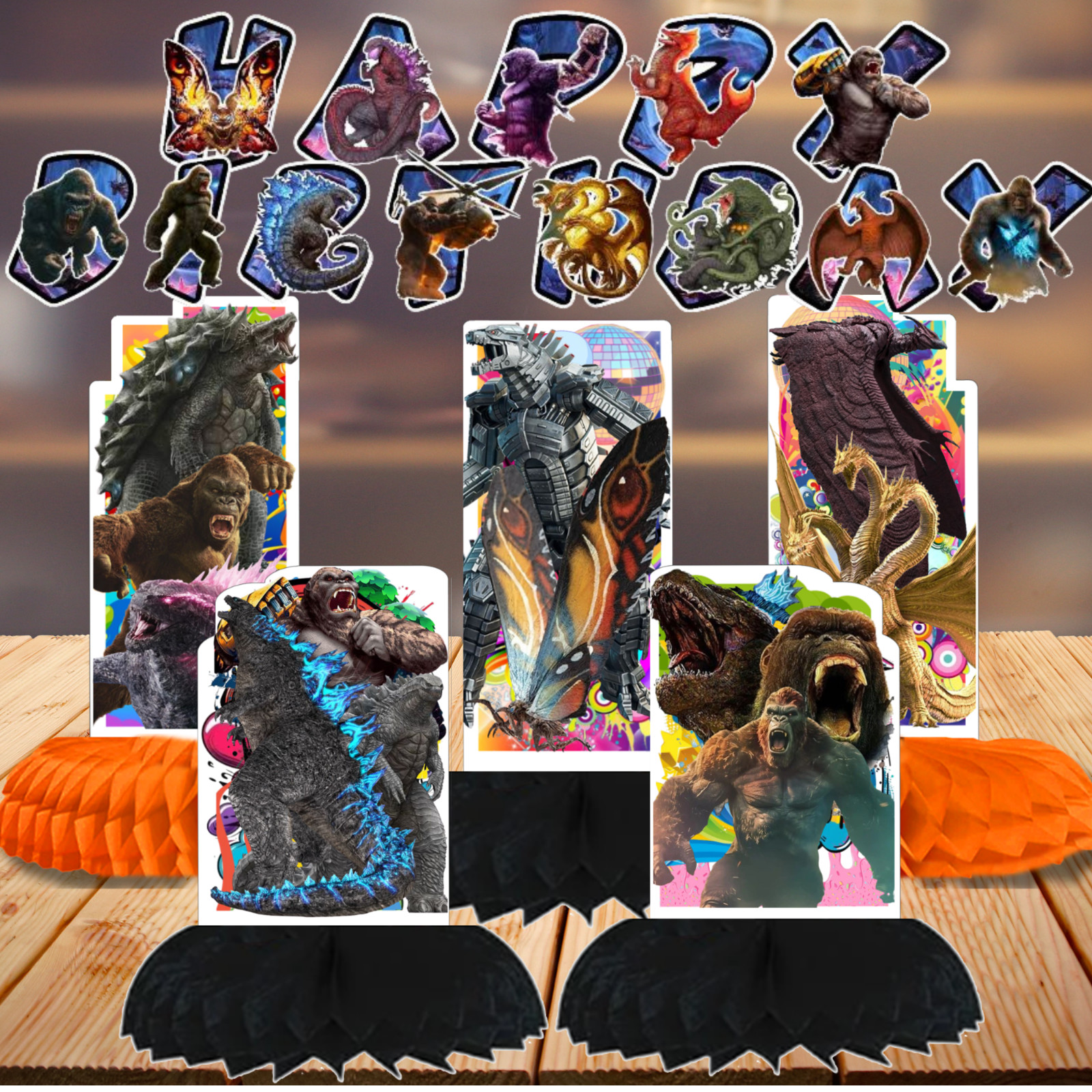 GODZILLA KING KONG 22PC BANNER birthday party supplies centerpiece decoration