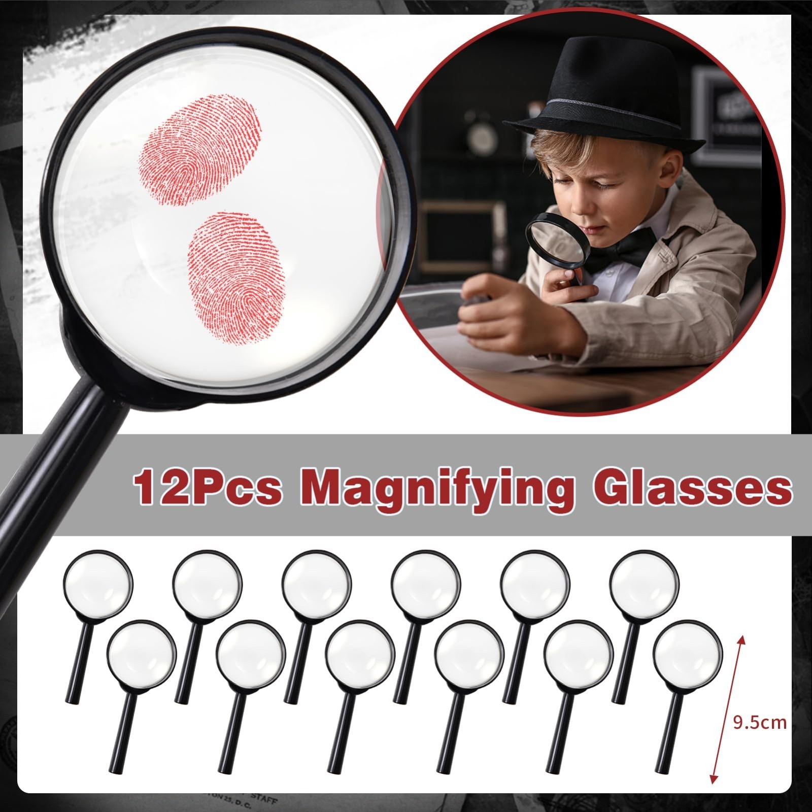Spy Party Favors Set – Invisible Ink Pen, Secret Notebook, Name Tag, Magnifying