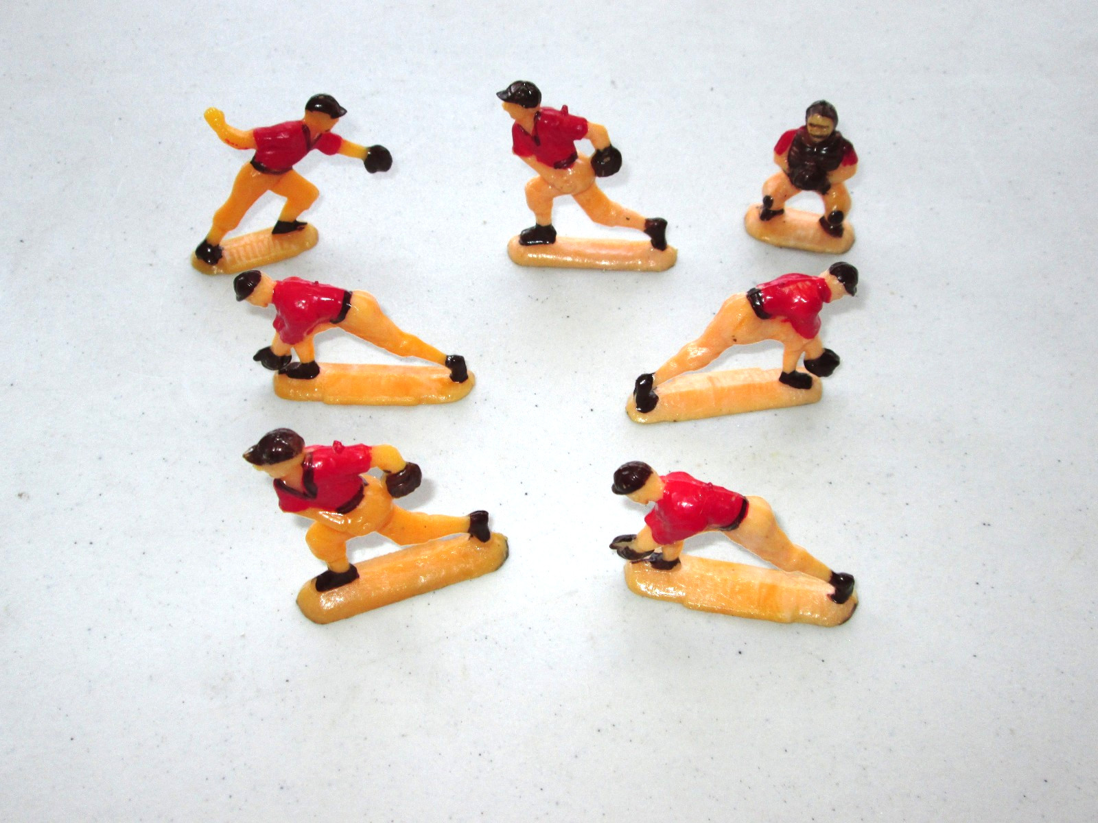 (7) Vintage Baseball Player Cake Toppers Figurines Sport Decoration 1 1/2- 2″(H)