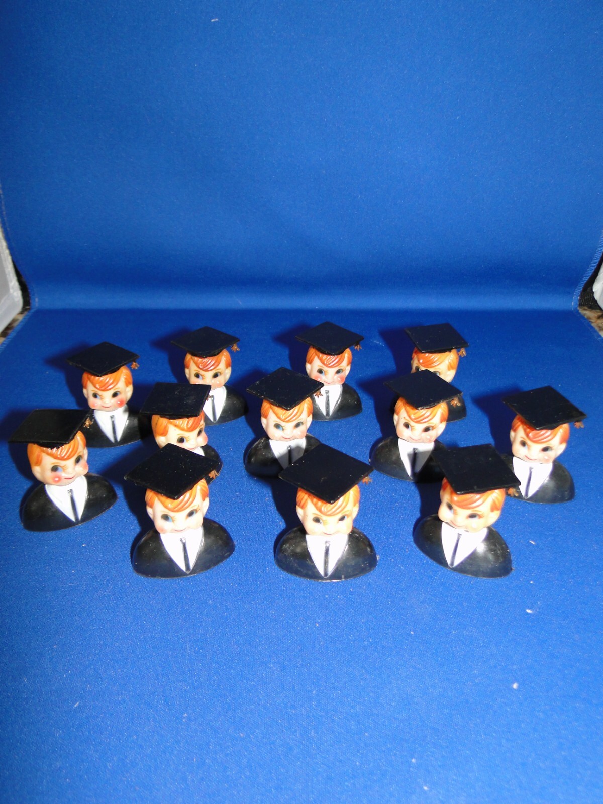 New Vintage Wilton 2″ Boy Graduate Decor, black cap & Gown, 12 count,