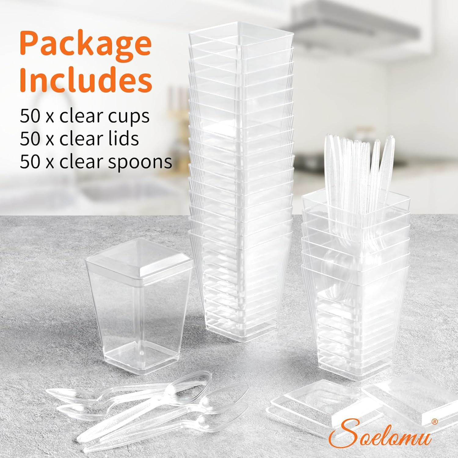 5 Oz Plastic Dessert Cups with Lids and Spoons, 50 Pack Mini Parfait Cups Cle…