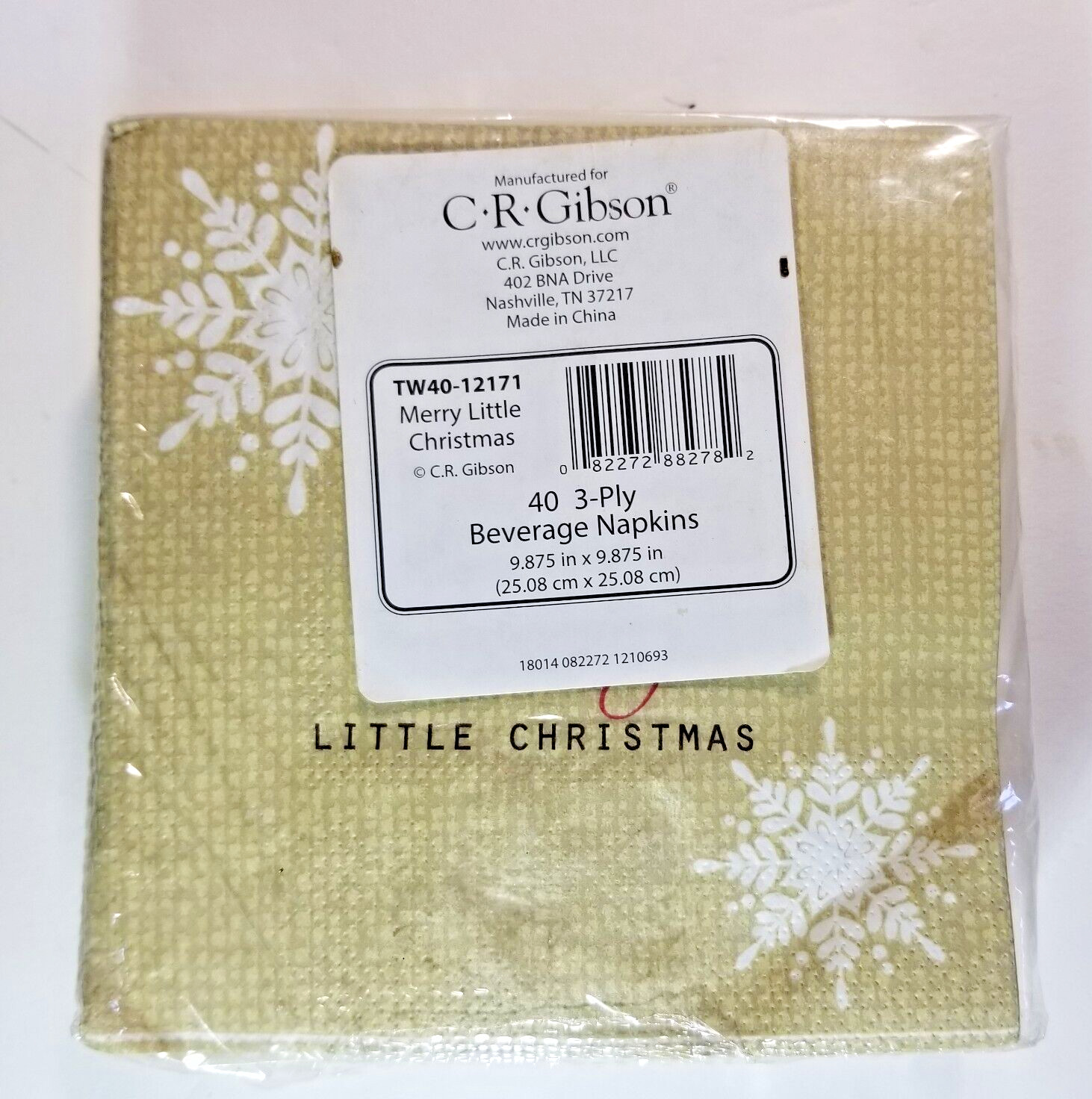 Christmas Holiday Beverage Napkins Gold 3 Ply Paper 40 Count Pack Contemporary