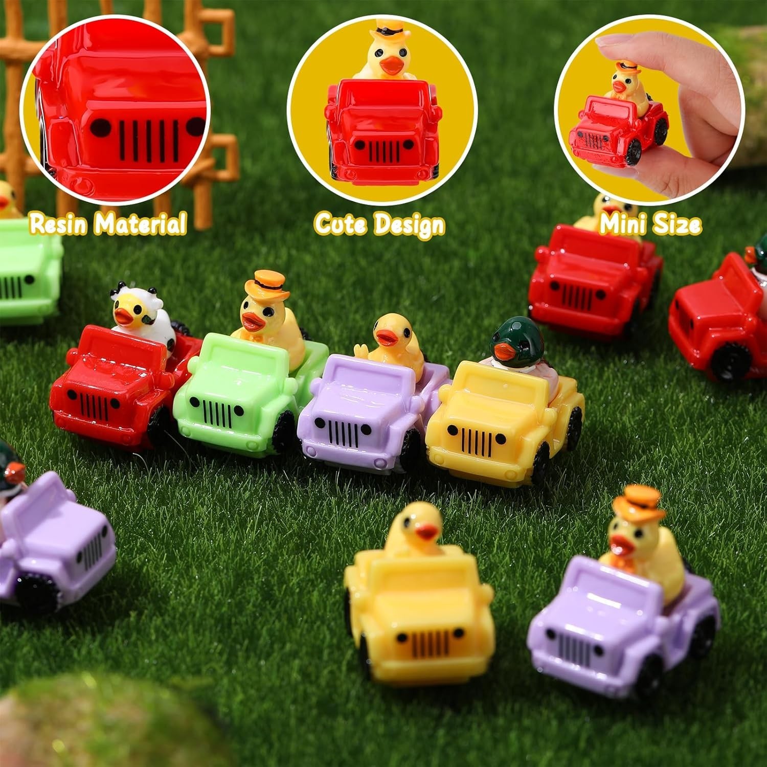 12 Pcs Ducks for Jeeps, Funny Jeeps Ducks for Ducking, Mini Resin Ducks in a Jee