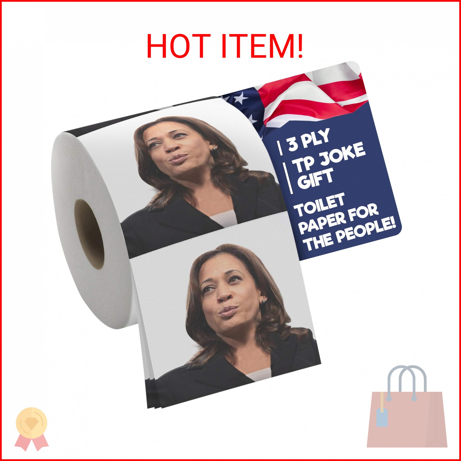 Gagster Kamala Harris Funny Toilet Paper Roll – Novelty Caricature Toilet Paper
