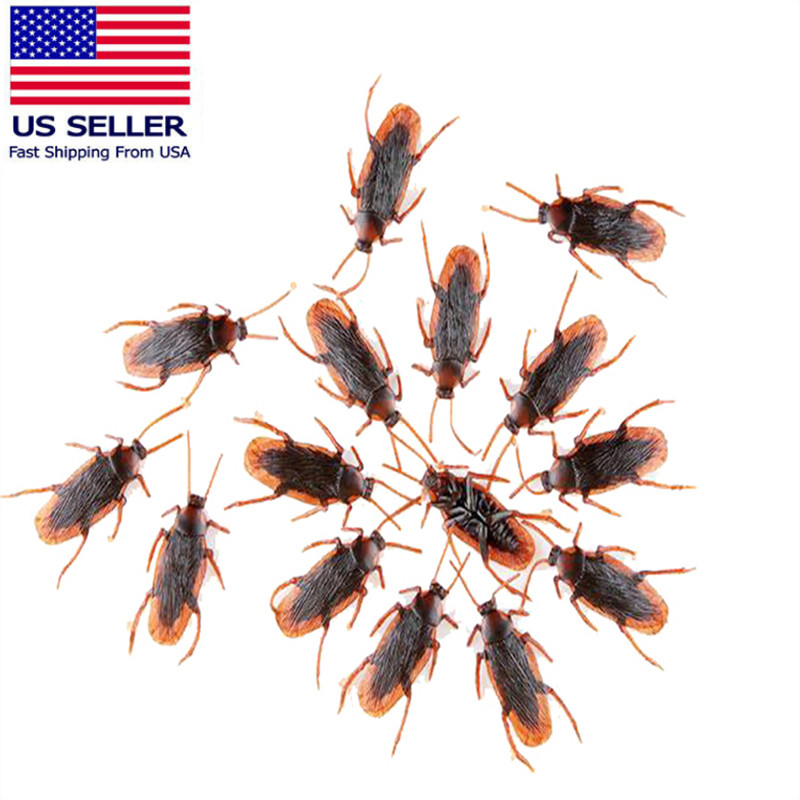 Realistic Rubber Fake Cockroaches Creepy Cock Roach Bugs Prank Gag Gifts 40pcs