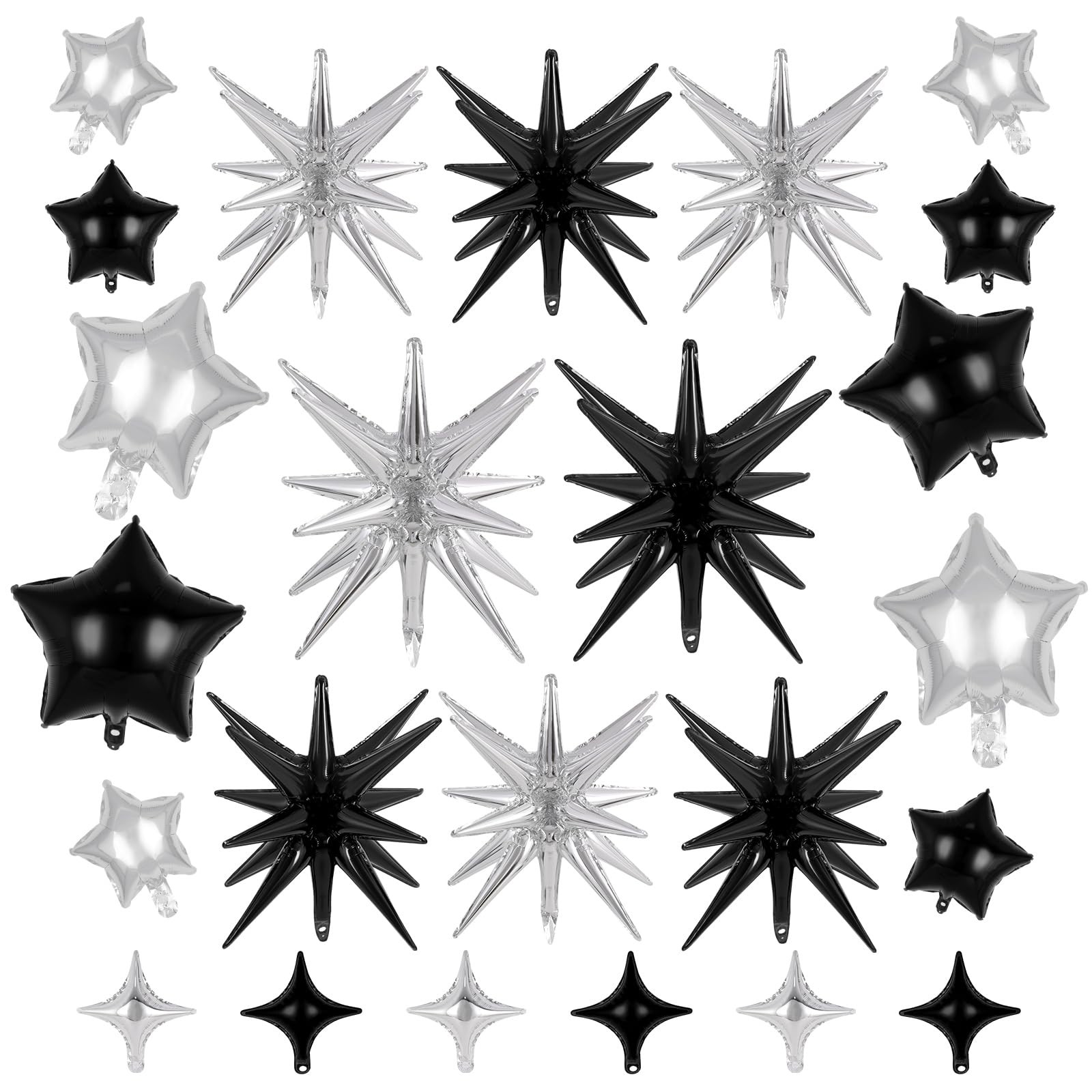 24 Pcs Star Balloons Set Explosion Balloons Foil Cone Balloon Four Pointed St…