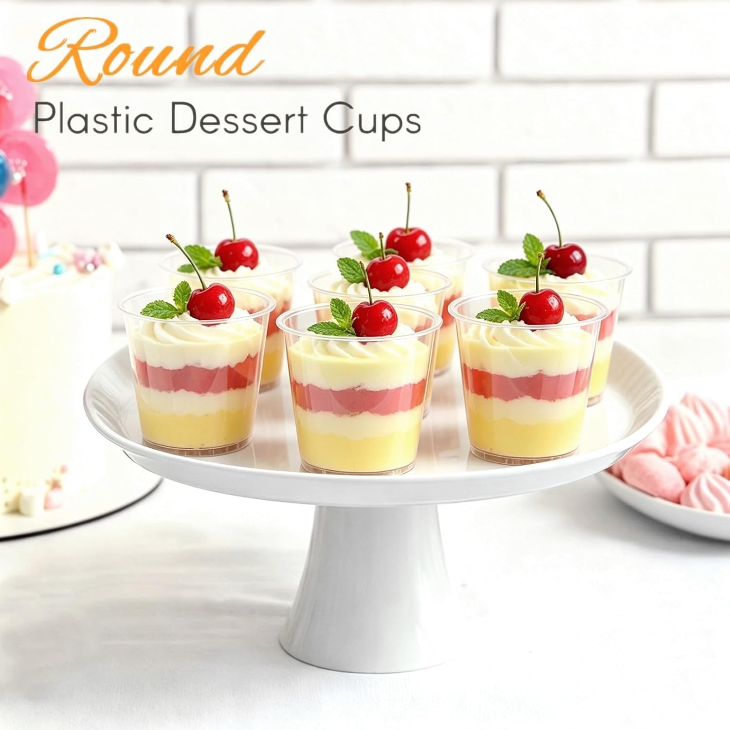 50 Pack 5 oz Plastic Dessert Cups with Spoons, Mini Mousse Cup Round Pudding …