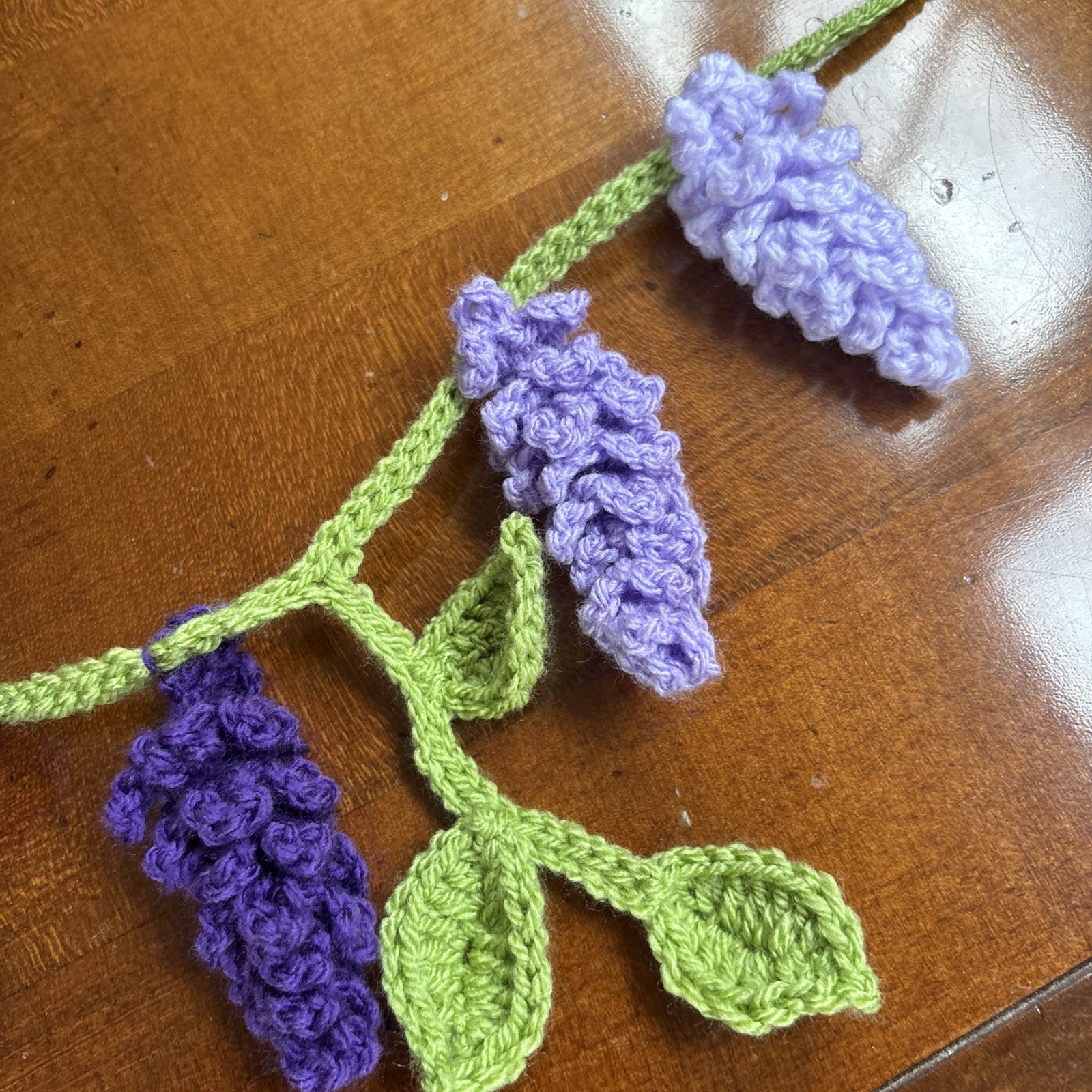 Crocheted Wisteria Flower Bunting Garland Summer PartyDecoration Wedding Purple