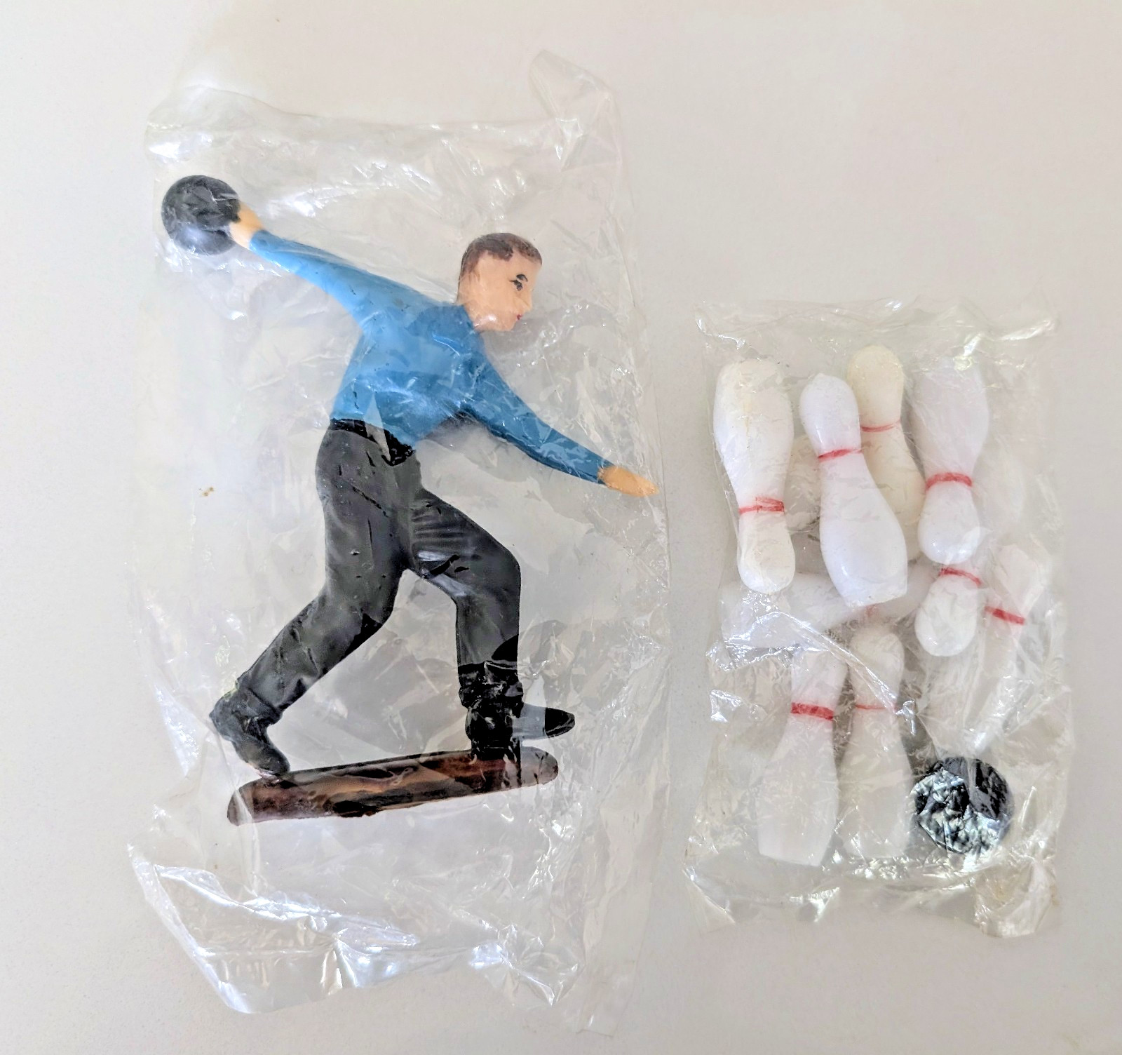 Bowling Cake Toppers Male Bowler Ball And 10 Pins Cake Cupcake New Vintage