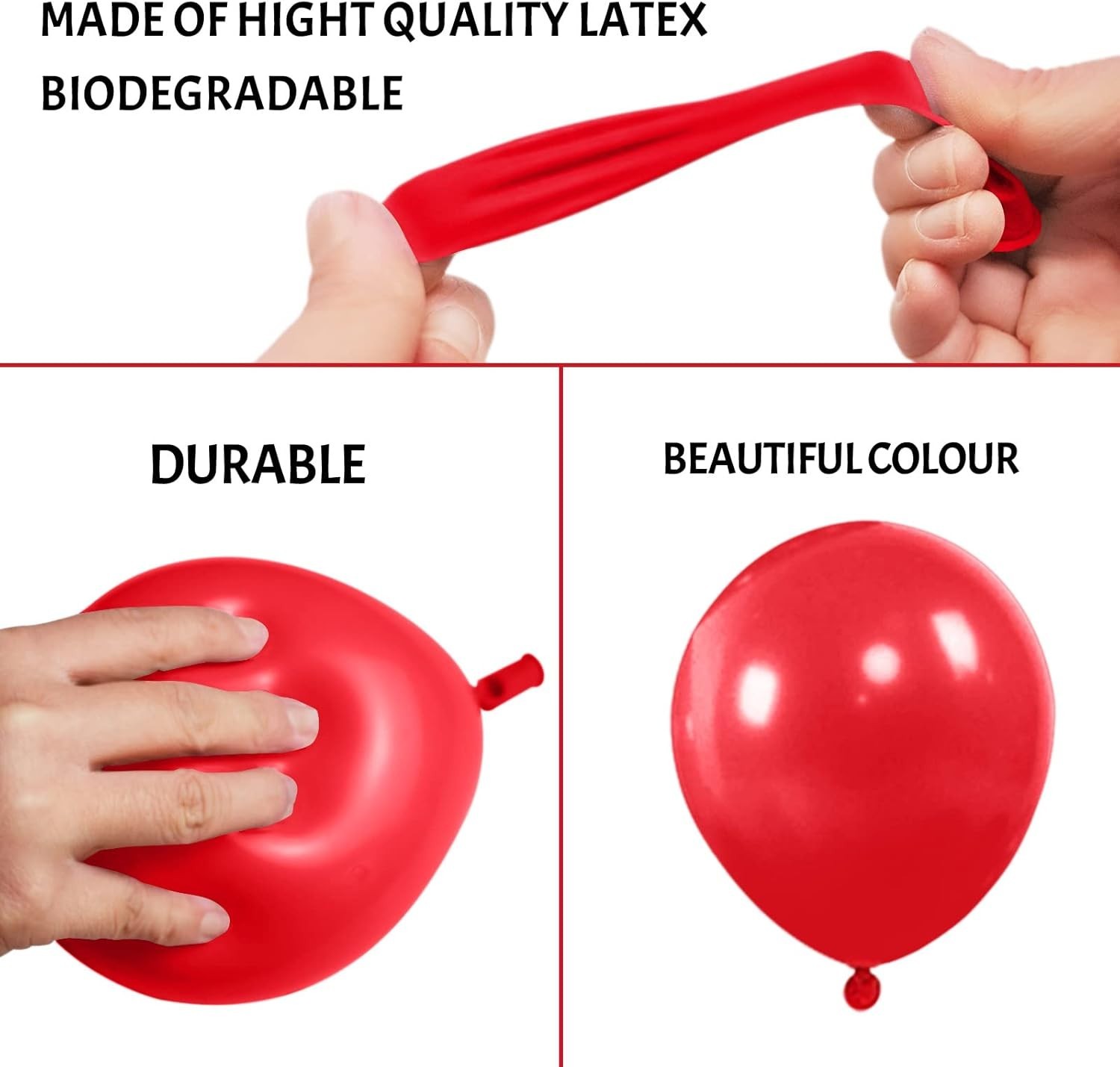 1000 Red 5″ Latex Balloons w Ribbon String Party Wedding Decor Bulk Lot