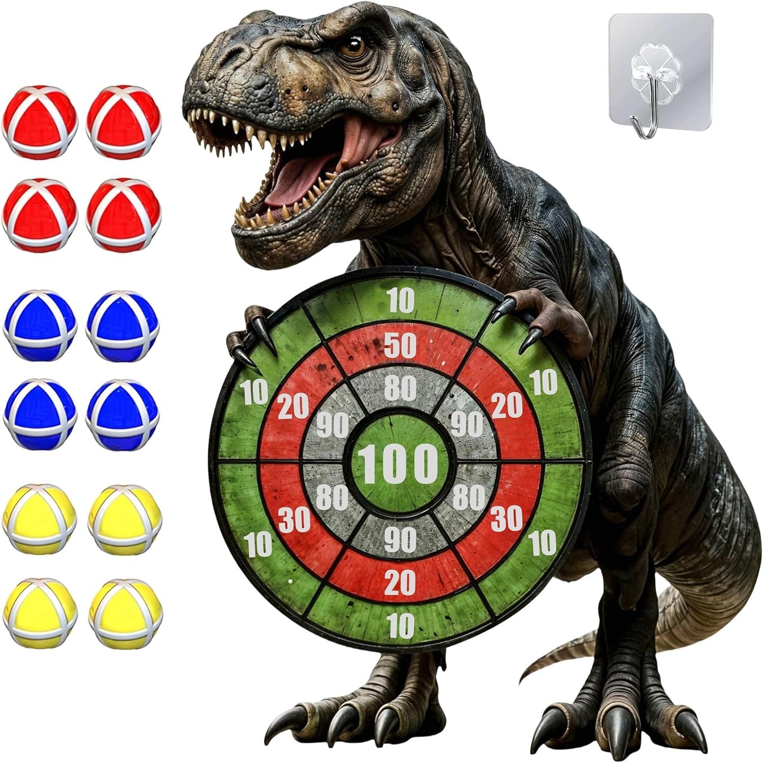 NEW Dinosaur Themed Toss Game Banner with 12 Sticky Balls 30” Dino Dart Board