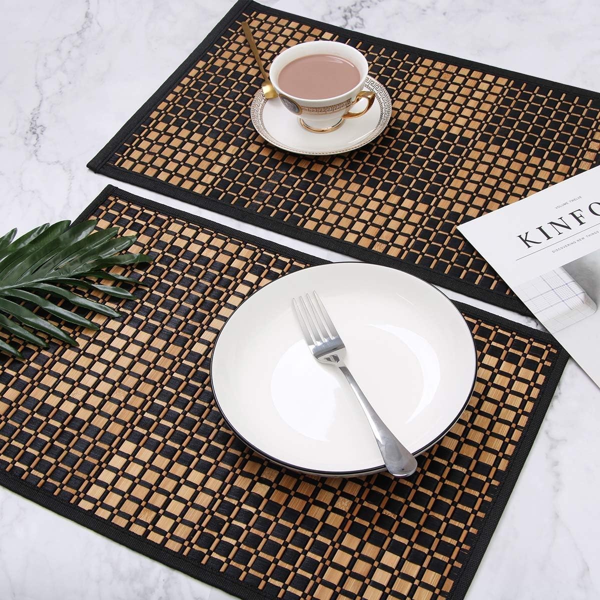 Bamboo Placemats for Dining Table, Set of 11.5*17.5inch, Black