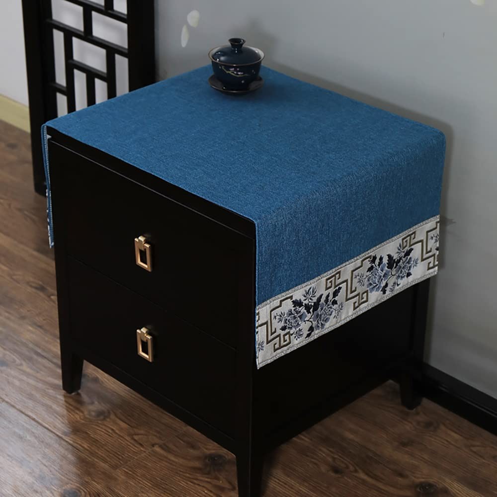 Topwon Solid Color Bedside Tablecloth Nightstand Runner Side End Tabletop Dust C