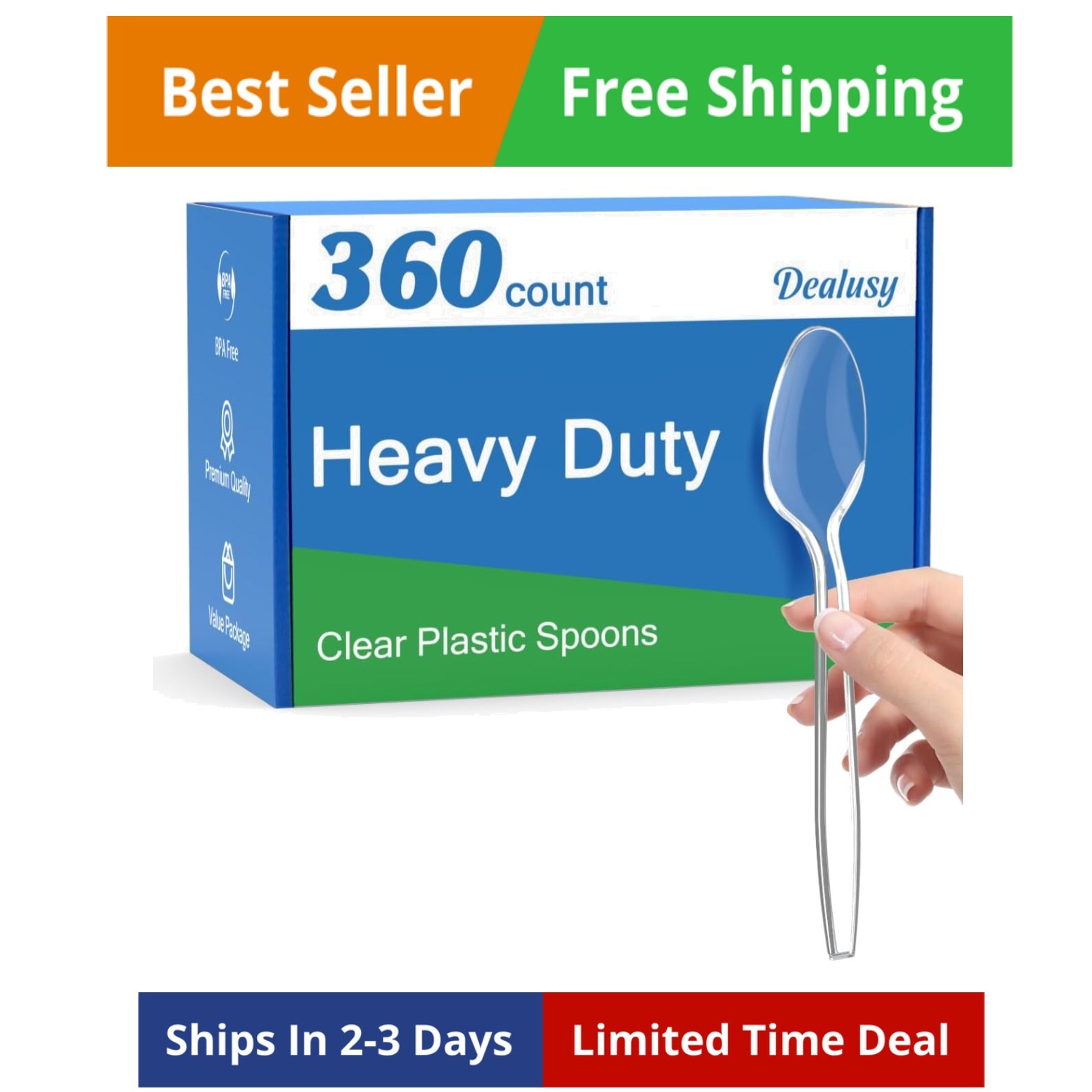 360 Count Clear Plastic Spoons Disposable, BPA-Free, Heat Resistant, Solid an…
