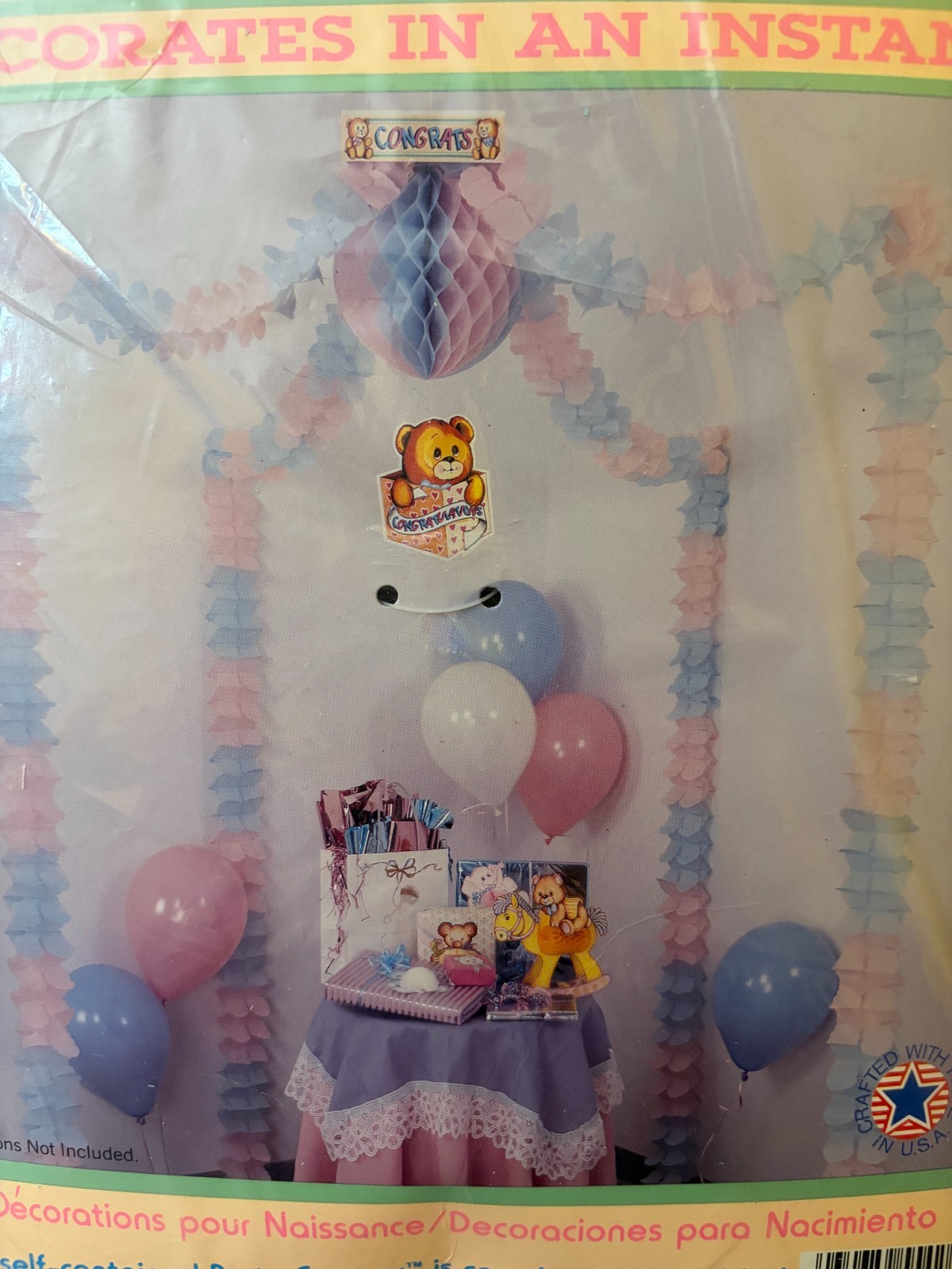 New Vintage 1993 Beistle Baby Shower Quick-Trim Party Canopy Retro Decorations