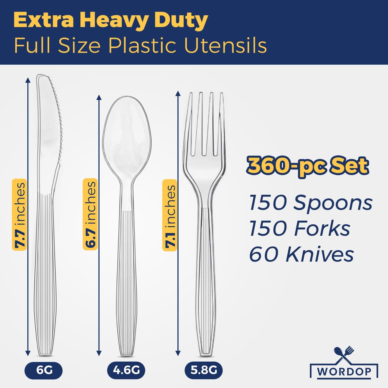 360 Count Extra Heavy Duty Plastic Silverware Set – Heat Resistant & BPA Free…