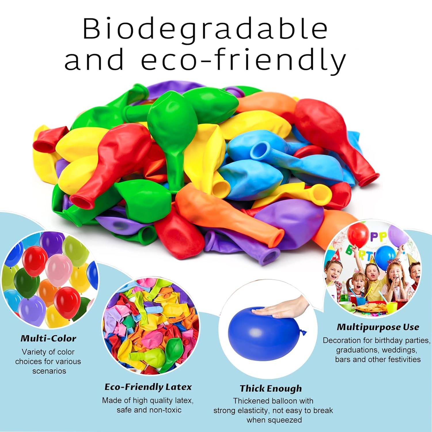 100PCS 12 Inch Rainbow Latex Balloons, Assorted Colors Party Balloons Bulk Pa…