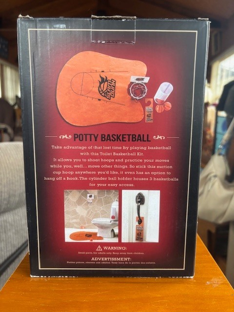 Potty Basketball Free Throw Toilet Bathroom Game Slam Dunk Mini Gag Gift NIB
