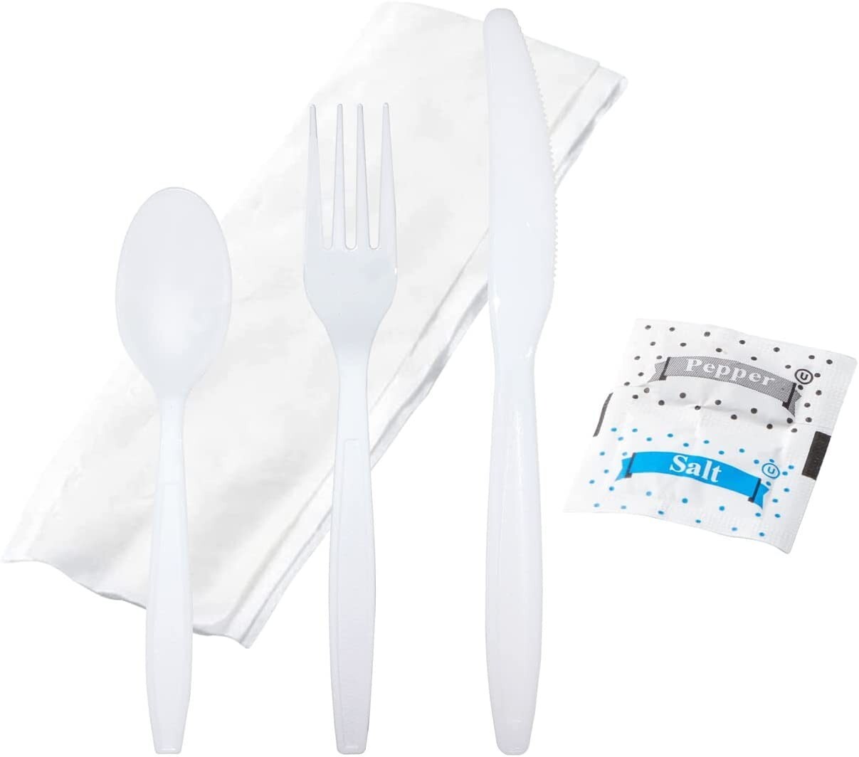 BULK HEAVY WEIGHT Cutlery Individually Wrapped White Plastic Cutlery