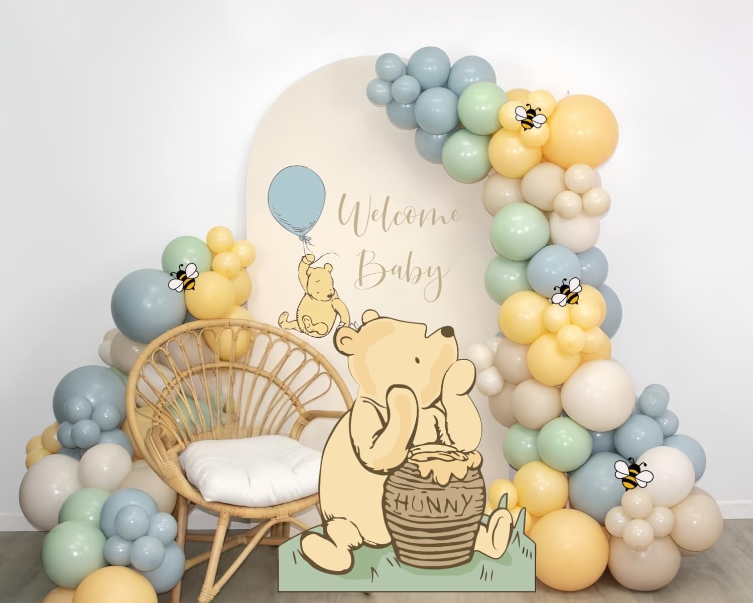 Winnie Baby Shower Birthday Decorations Large Coroplast Cutout Balloons Bee S…