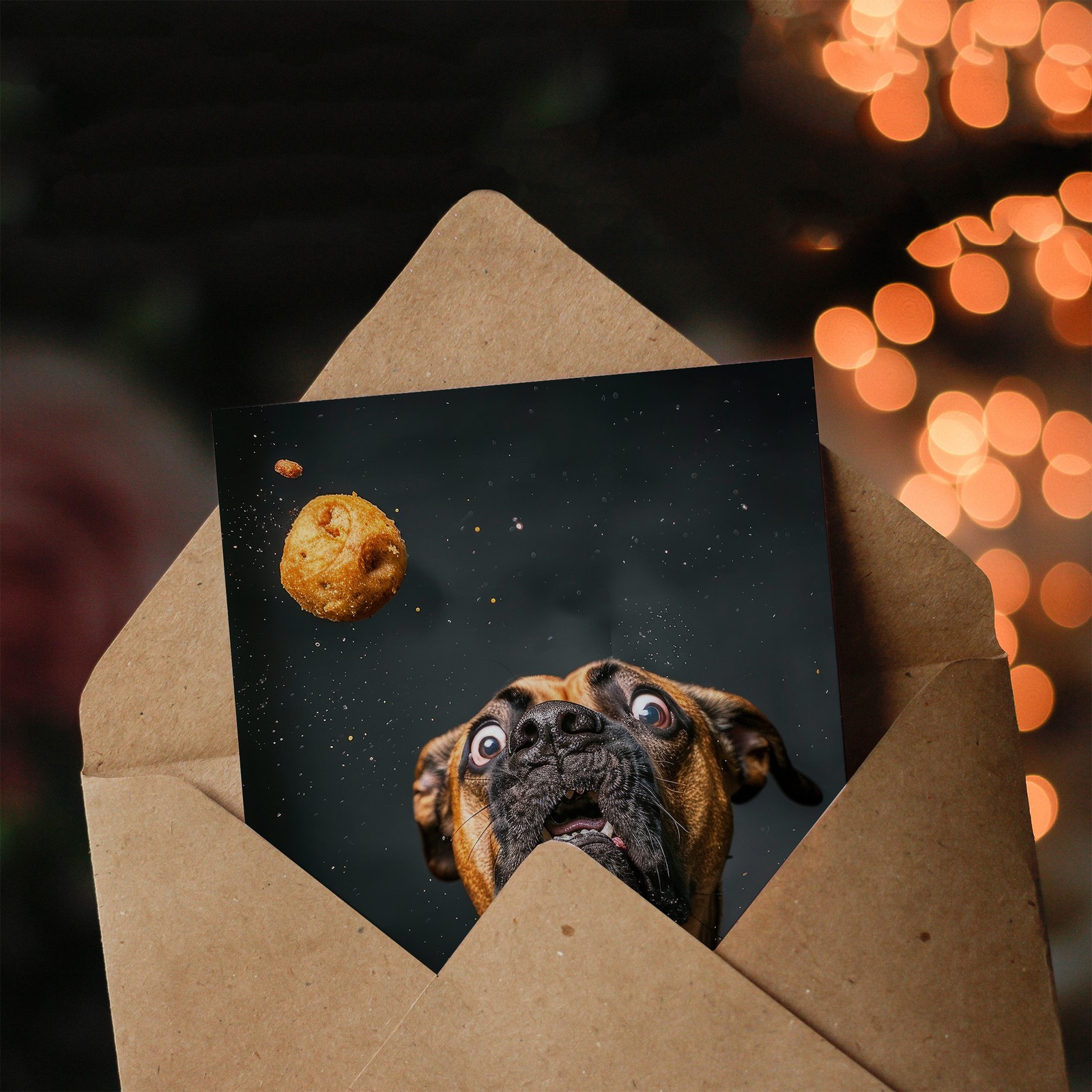 Birthday Card Dog Treat Funny Photo Animal Lover Art All Occasion Greeting Card