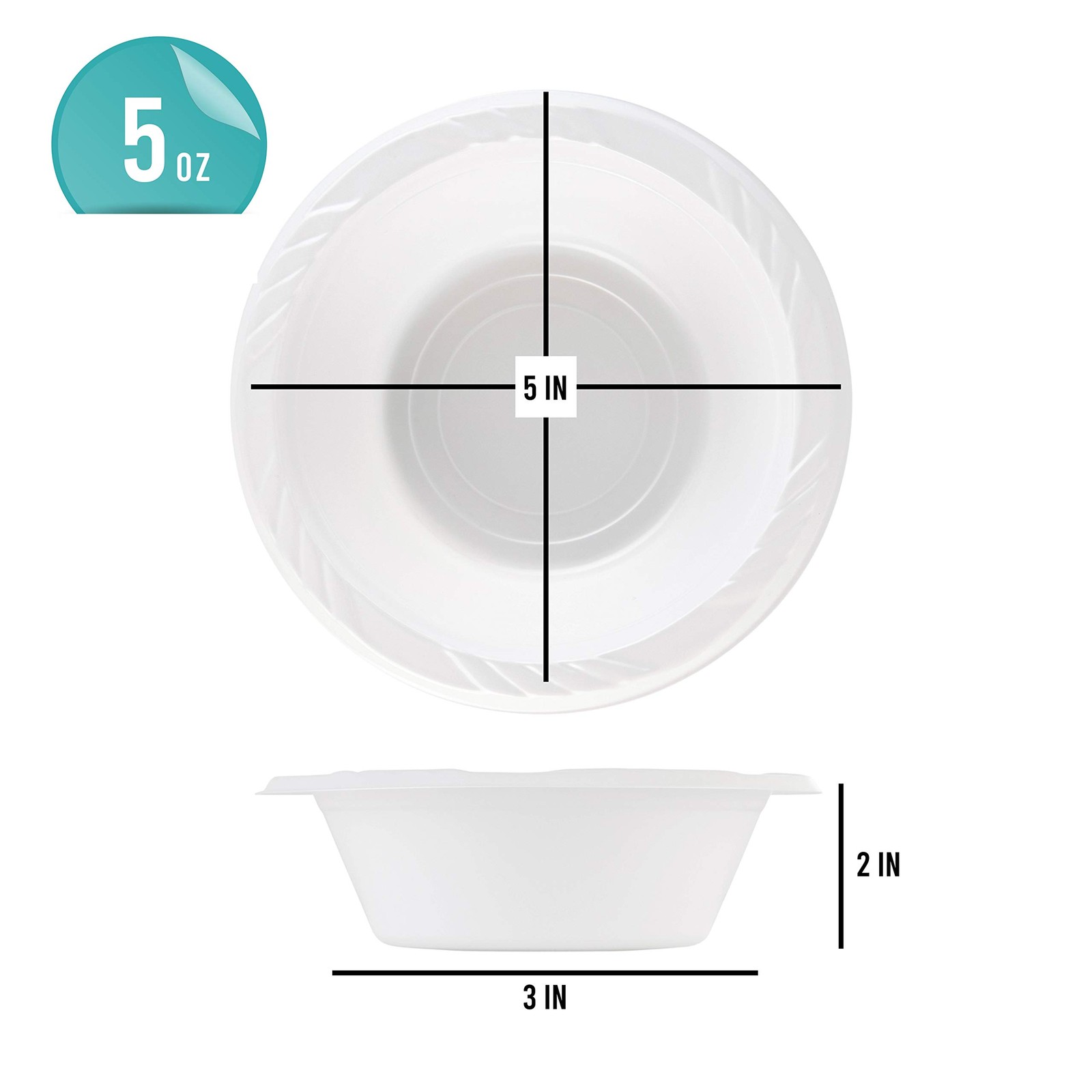 400 Count Disposable 5 ounce White Plastic Dessert Bowls