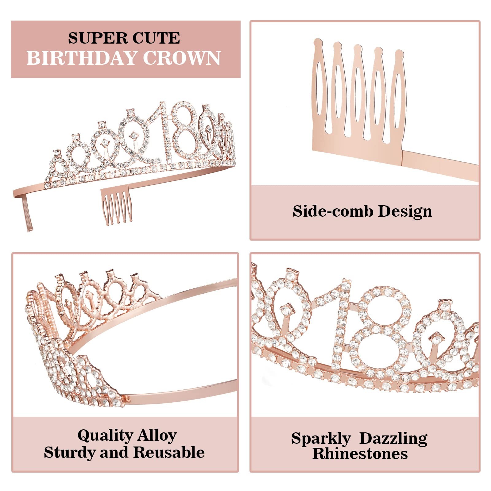 18th Birthday Decorations for Girls, Including Sash, Crown/Tiara, Candles, C.
