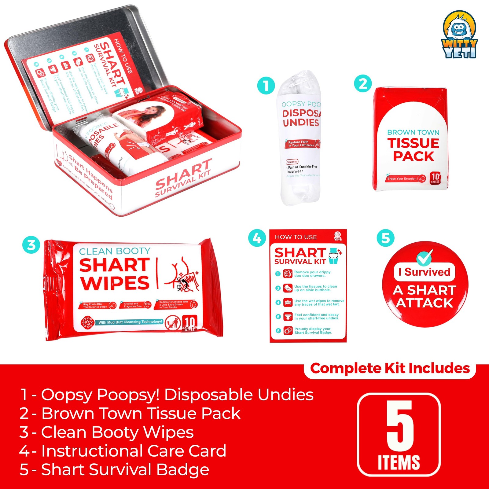 Gag Gift Survival Kit Wet Wipes Tissues Underwear for Prank Party Funny Toilet H