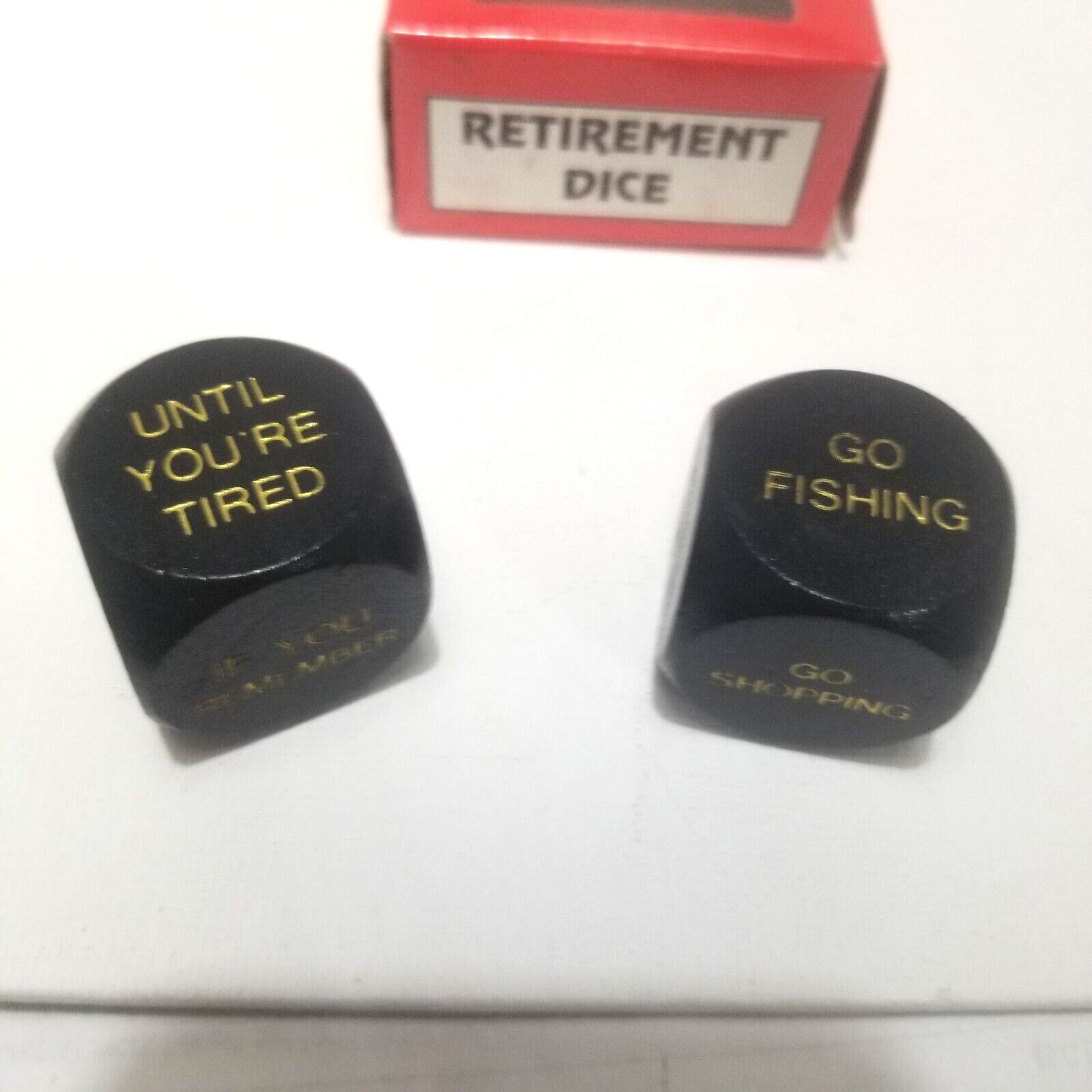 Retirement Dice – Forum Novelties Wooden Gag Gift – Item #51516 – Vintage 1994
