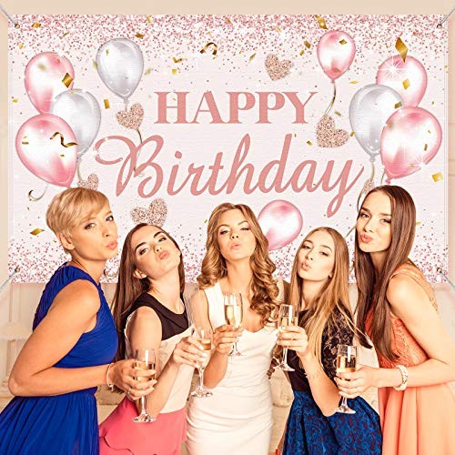 Pink and Rose Gold Happy Birthday Party Decorations Supplies Birthday Party