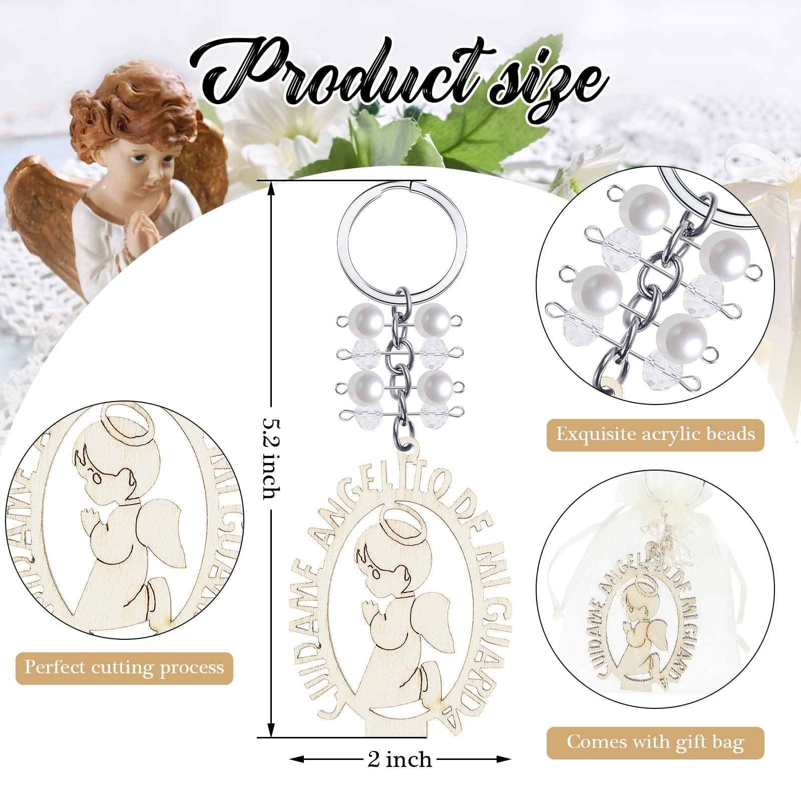 20 Pcs Baptism Favors Keychains Recuerdos De Bautizo Para Christening Souveni…