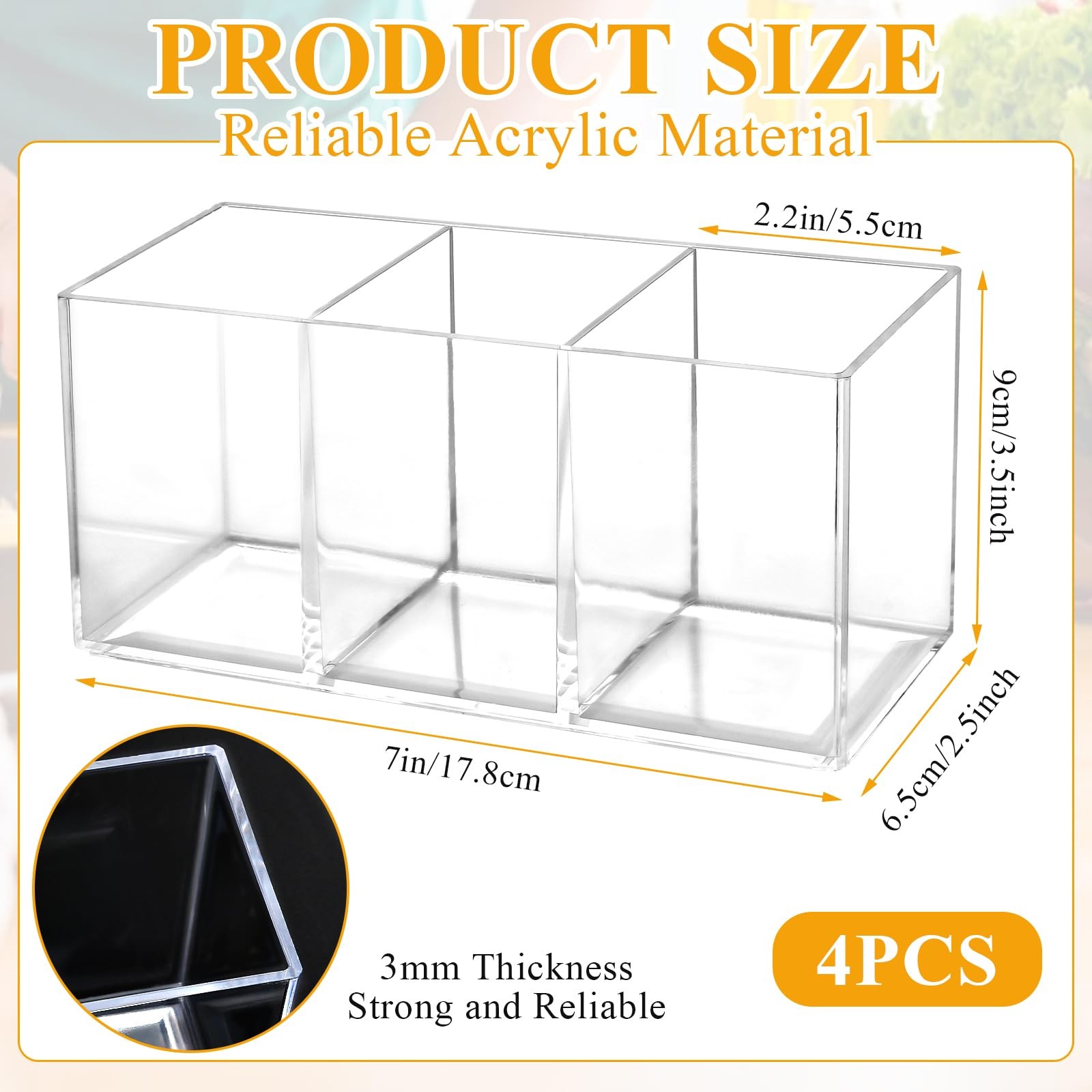 Milkary 4Pack Acrylic Cutlery Storage Organizer, Transparent Plastic Silverware