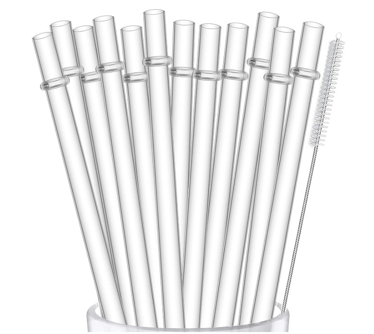 ALINK 12-Pack Reusable Plastic Clear Straws, 13 Inch Extra Long Tumbler Straws 1