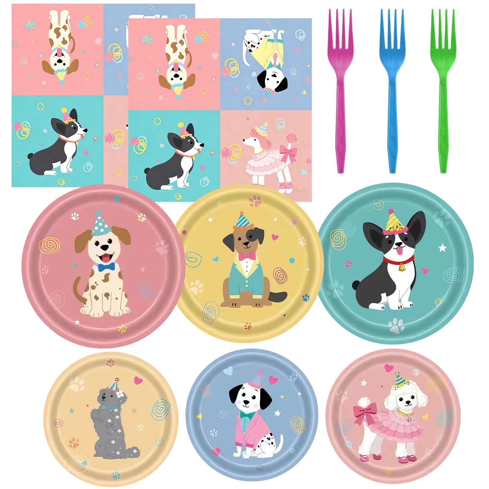 96Pcs Pet Dog Birthday Decorations, Retro Dog Birthday Party Supplies Puppy T…