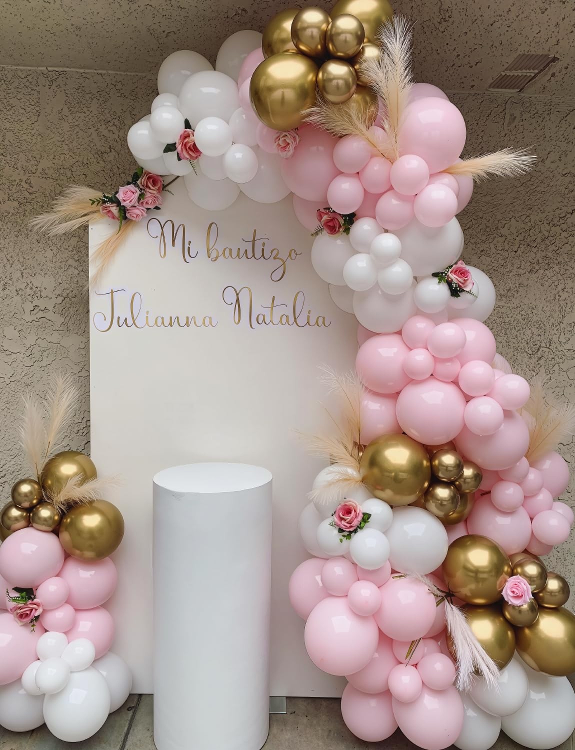 Pink and Gold Balloons Set – 12 Inch Light Pink White Balloons Shiny Metallic…