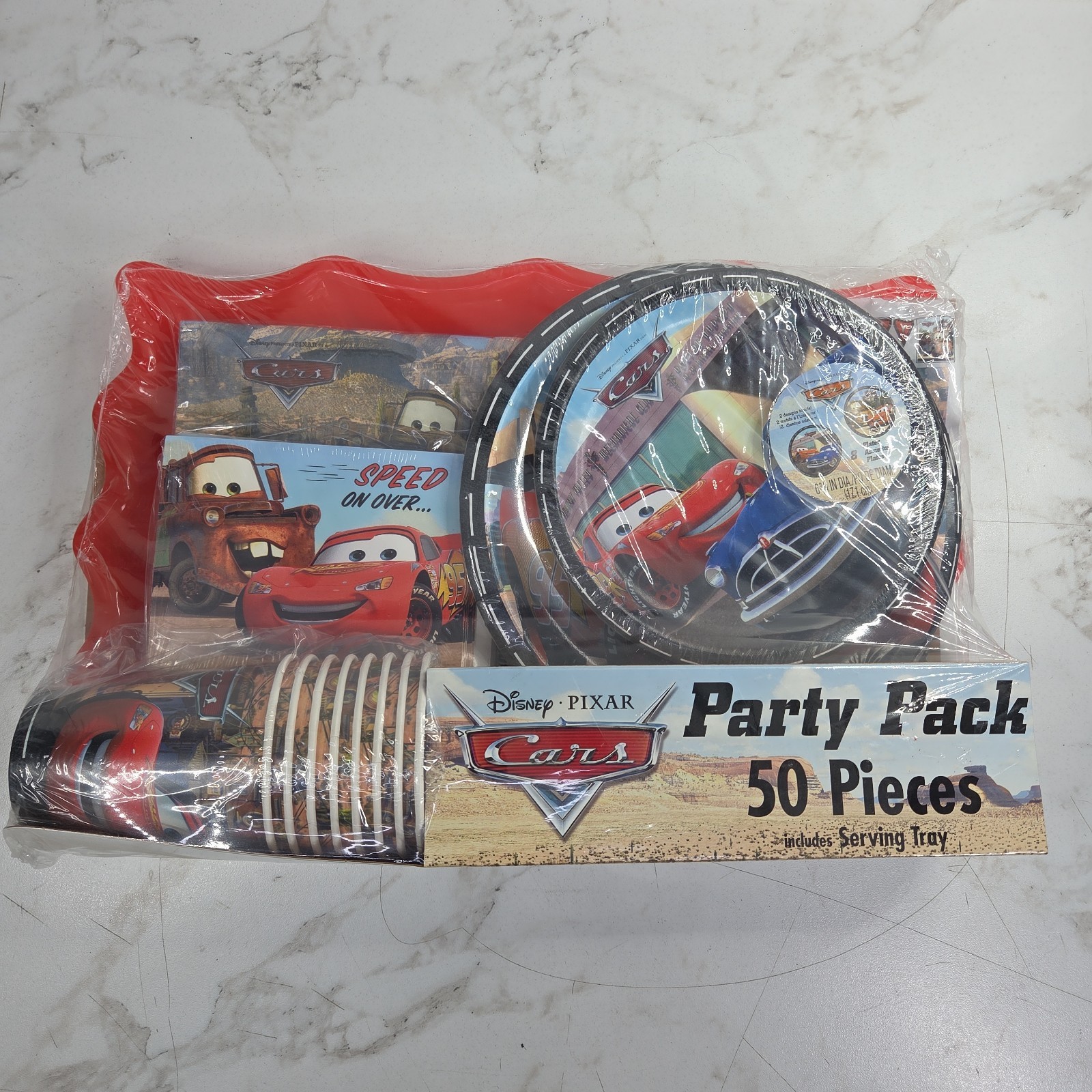 Disney Pixar Cars 50 Piece Party Pack Birthday Invitations Plates Cups Banner