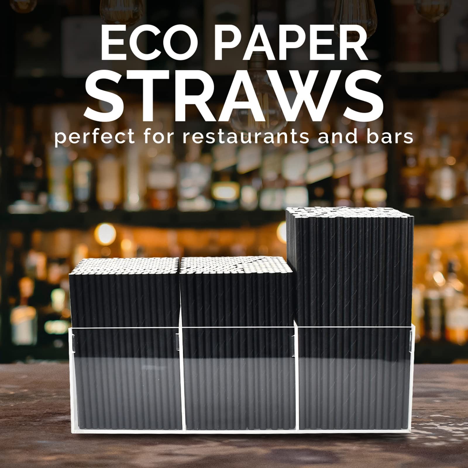 Black Paper Straws, Solid black/250 Bulk, 7.75 inch (250ct.),