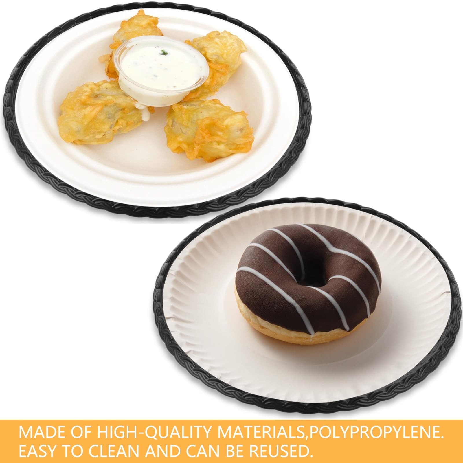 MIDELONG Reusable Plastic Paper Plate Holders, 9 Inch 10inch Holder, Black