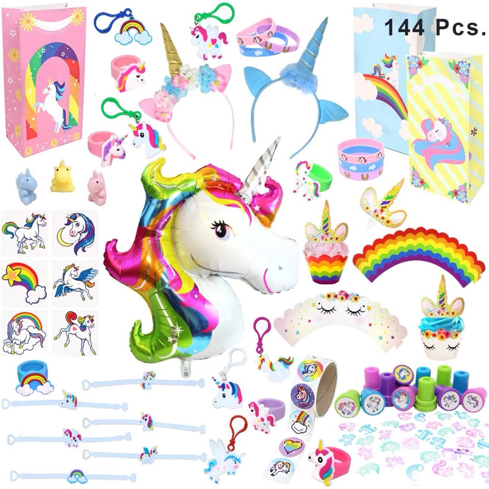 Unicorn Birthday Party Favors Decorations Supplies Set of 144