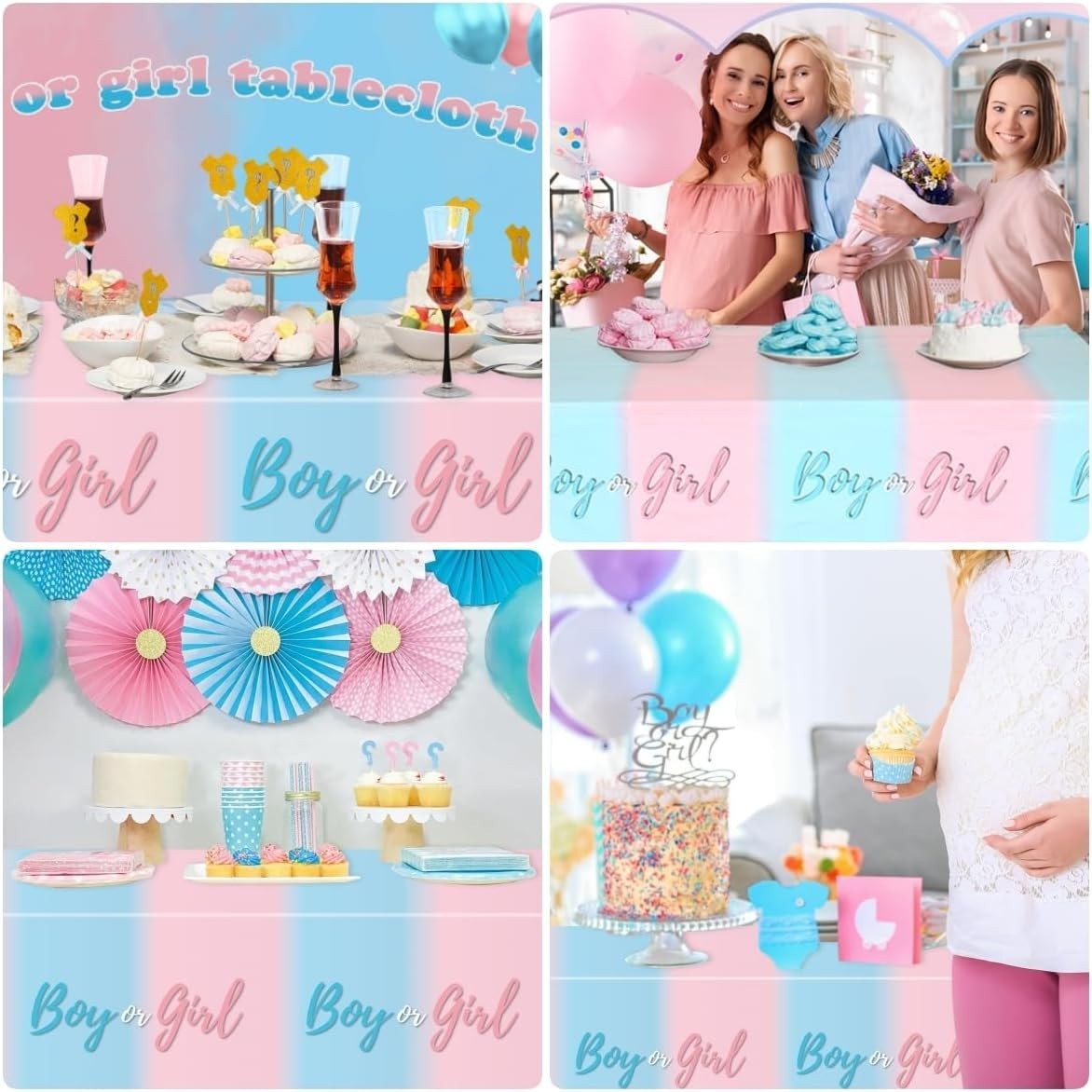 3PCS Plastic Gender Reveal Tablecloths,Gender Reveal Party Supplies Disposabl…
